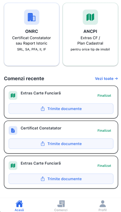 SnapCert — ecranul principal al aplicației